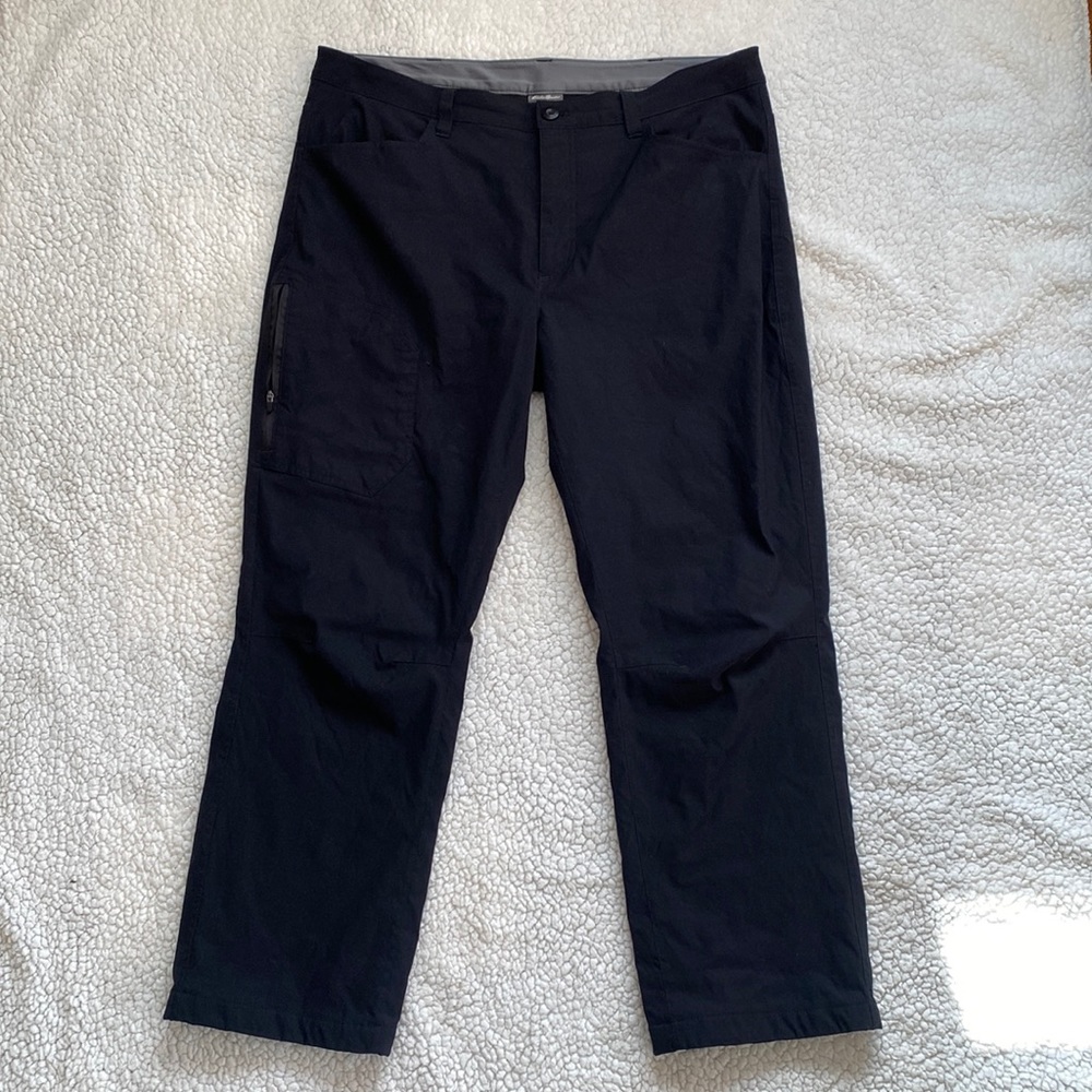 Eddie Bauer Men's Black Fleece Lined Tech Pants - Picture 2 of 7